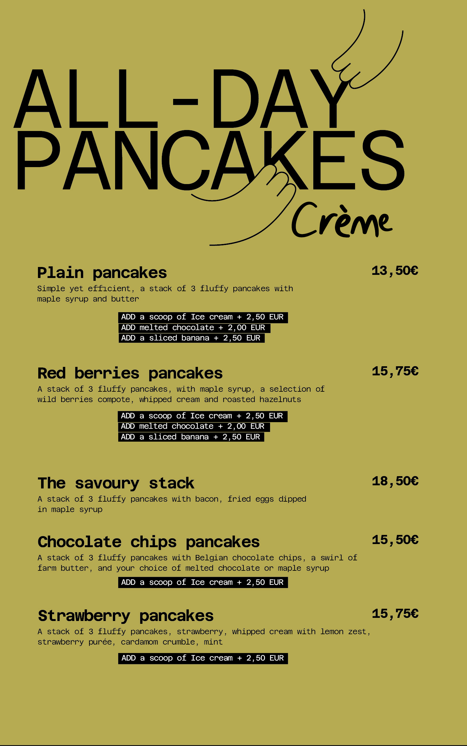 creme brussels all day eatery and coffee. best brunch dealer speciality coffee all day pancakes